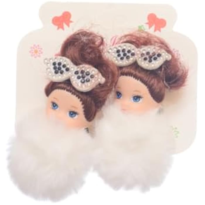 Hair Ties With Doll Design For Girls Set, 2 Pieces - White - Image 1